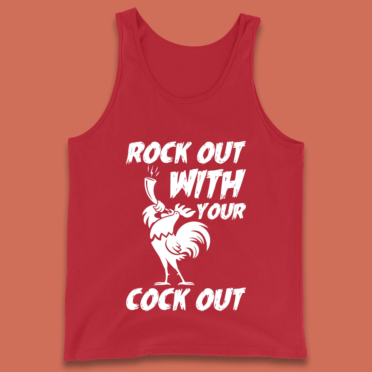 Rock Out With Your Cock Out Funny Offensive Cursed Offensive Meme Gag Joke Tank Top