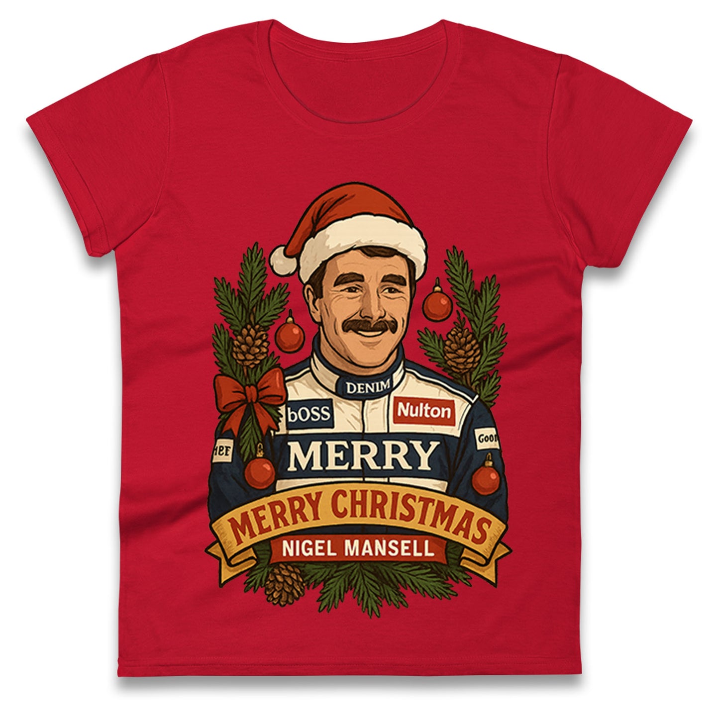 Nigel Mansell Christmas Ladies T Shirt