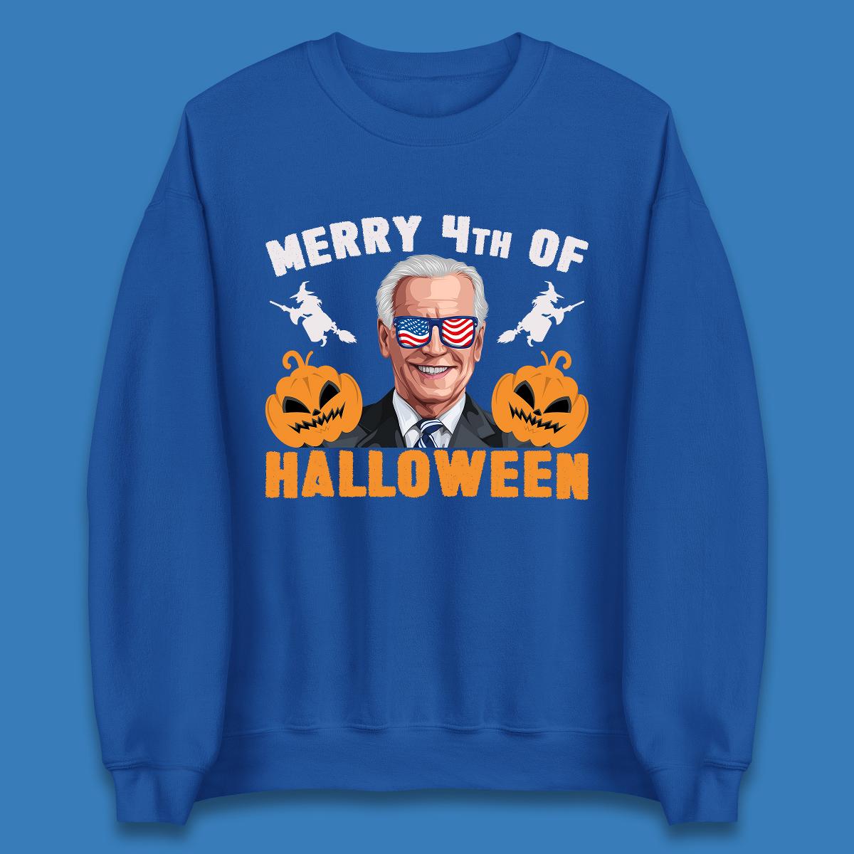 Merry 4th Of Halloween Funny Confused Joe Biden 4th Of July Unisex Sweatshirt