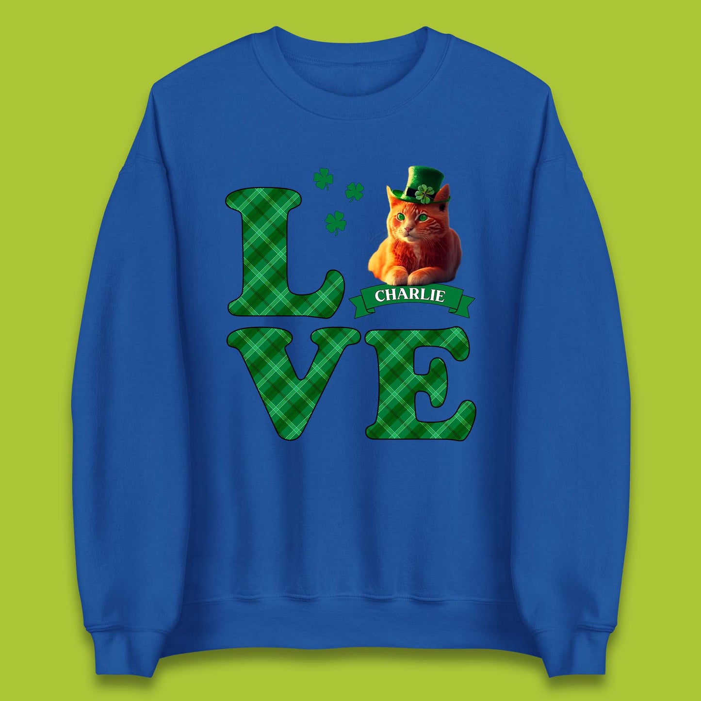 Personalised Love St. Patrick's Cat Unisex Sweatshirt