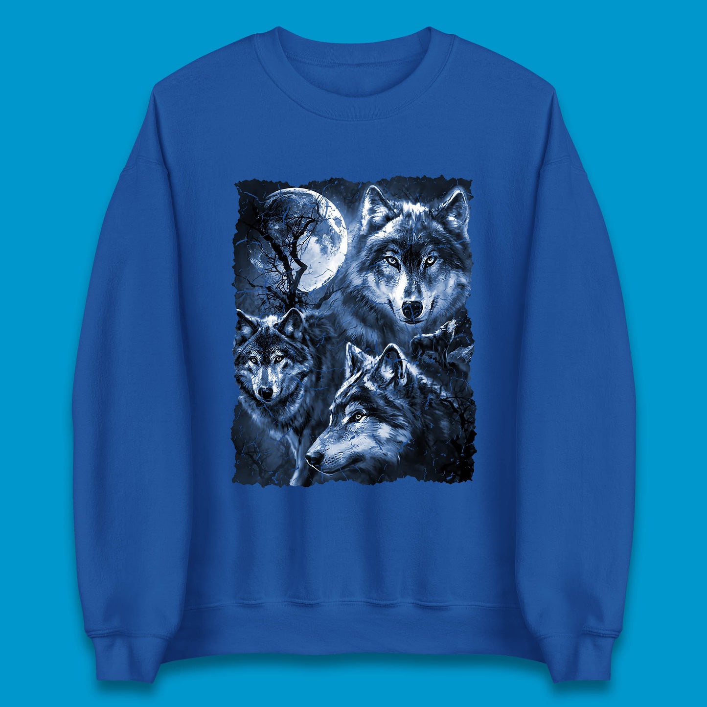 Wolf Family Howling 3 Wolf Moon Wild Free Wolves Three Gray Wolf Dog Animal The Mountain Unisex Sweatshirt