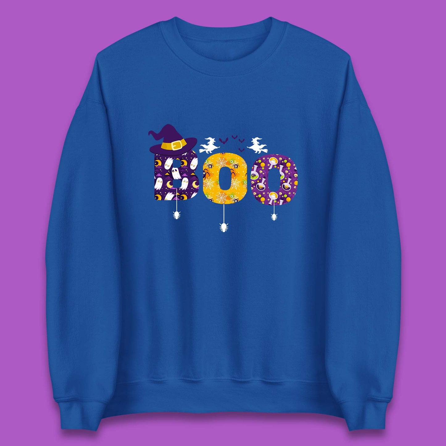 Boo With Spiders And Witch Hat Halloween Boo Ghosts Costume Unisex Sweatshirt