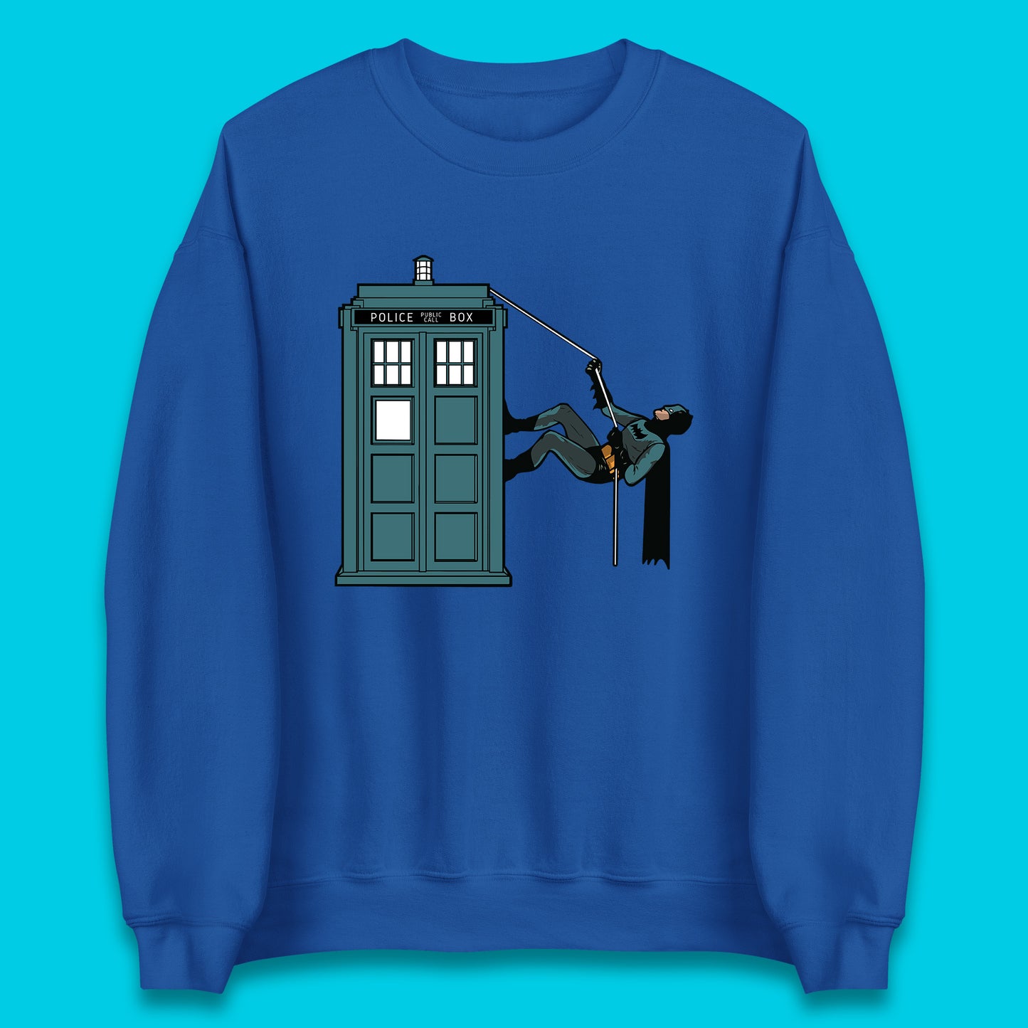 Batman Climbing Police Public Call Box DC Comics Superhero Movie Character Unisex Sweatshirt
