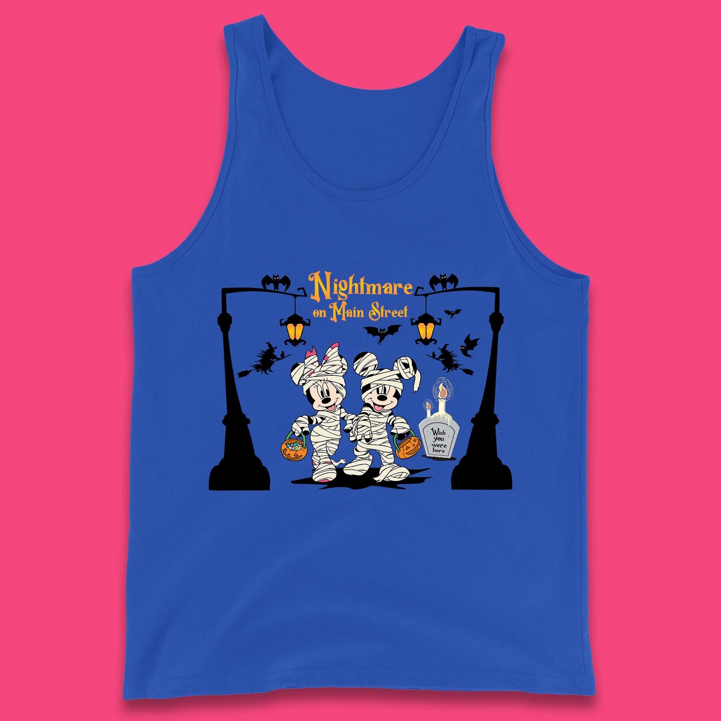 Nightmare On Main Street Disney Halloween Mickey Minnie Mouse Mummy Disneyland Trip Tank Top