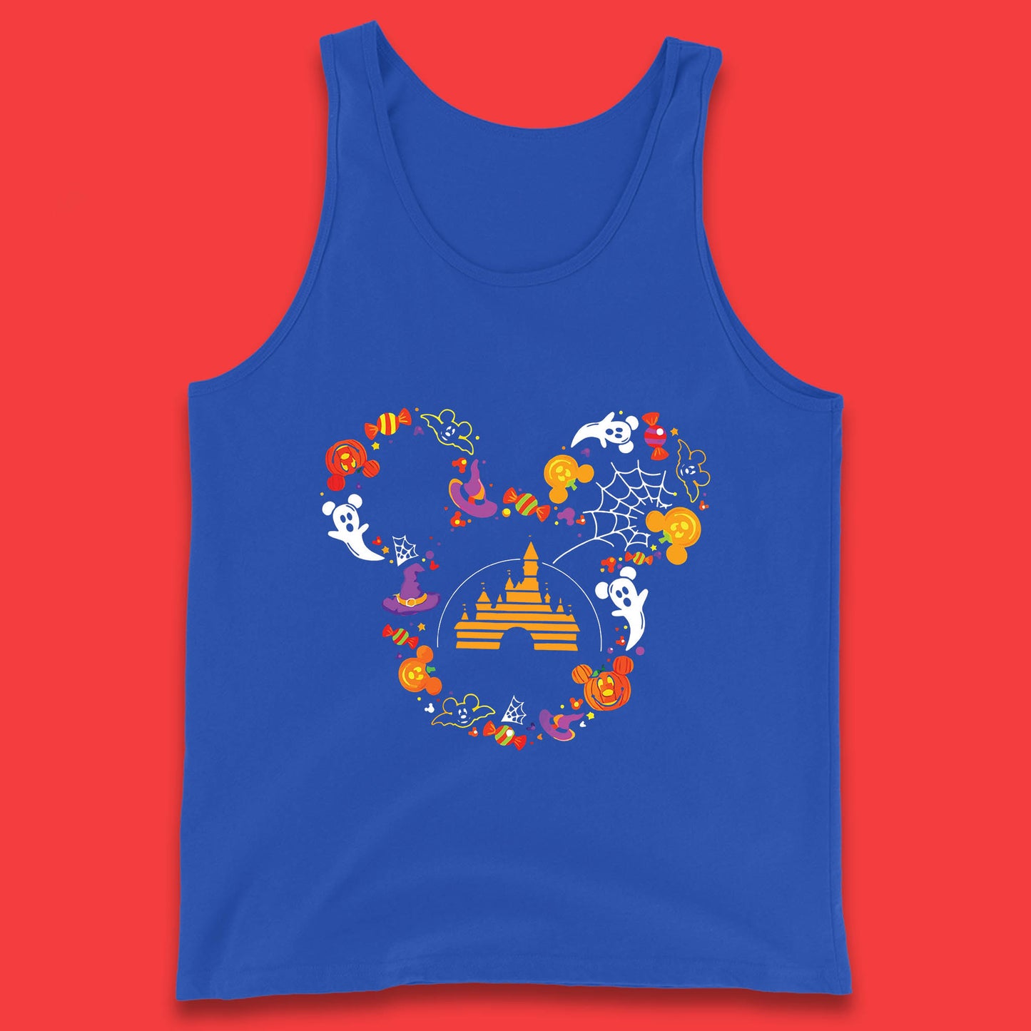 Halloween Mickey Mouse Disney Castle Halloween Elements Scary Boo Tank Top