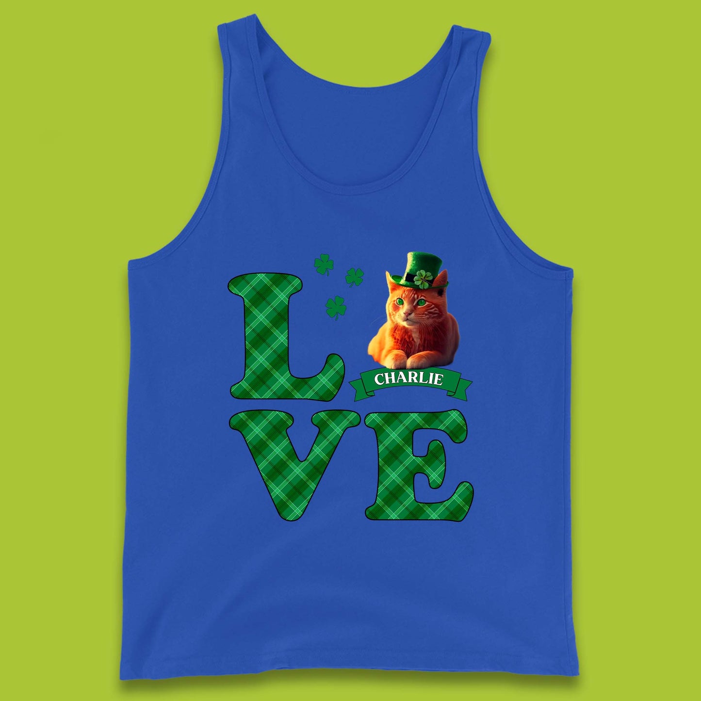 Personalised Love St. Patrick's Cat Tank Top