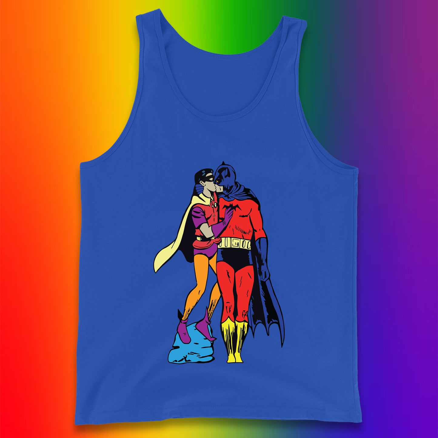 Batman X Robin Superhero Kiss Gay Pride LGBT Gay Bat Superheros Film DC Comics Tank Top