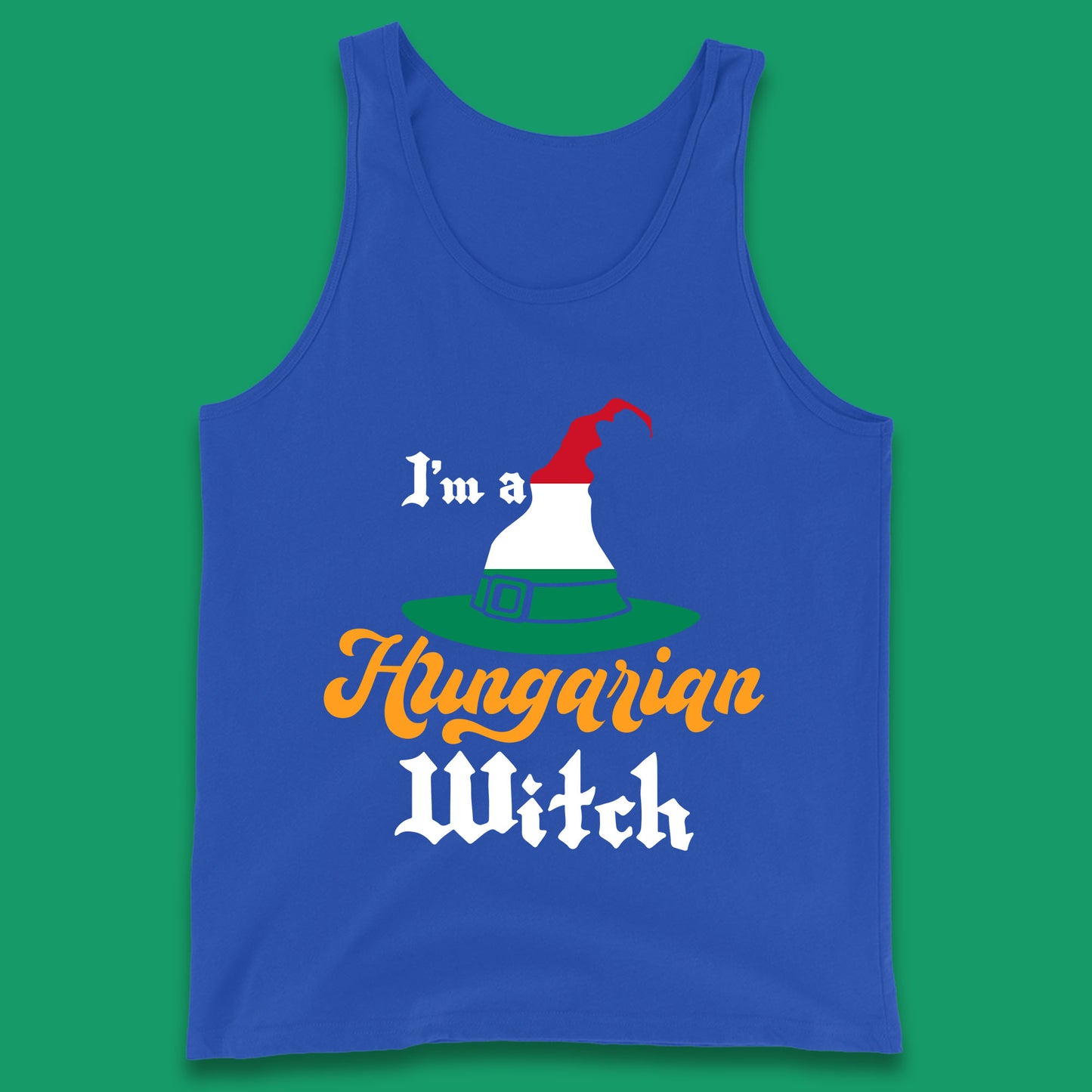 I'm A Hungarian Witch Halloween Witch Hat Hungarian Flag Tank Top
