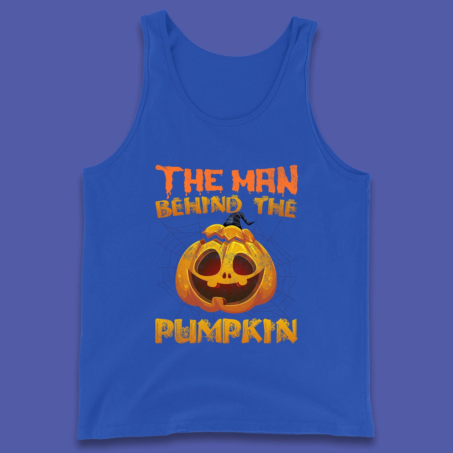 The Man Behind The Pumpkin Halloween Pregnancy Baby Announcement New Dad Gift Tank Top
