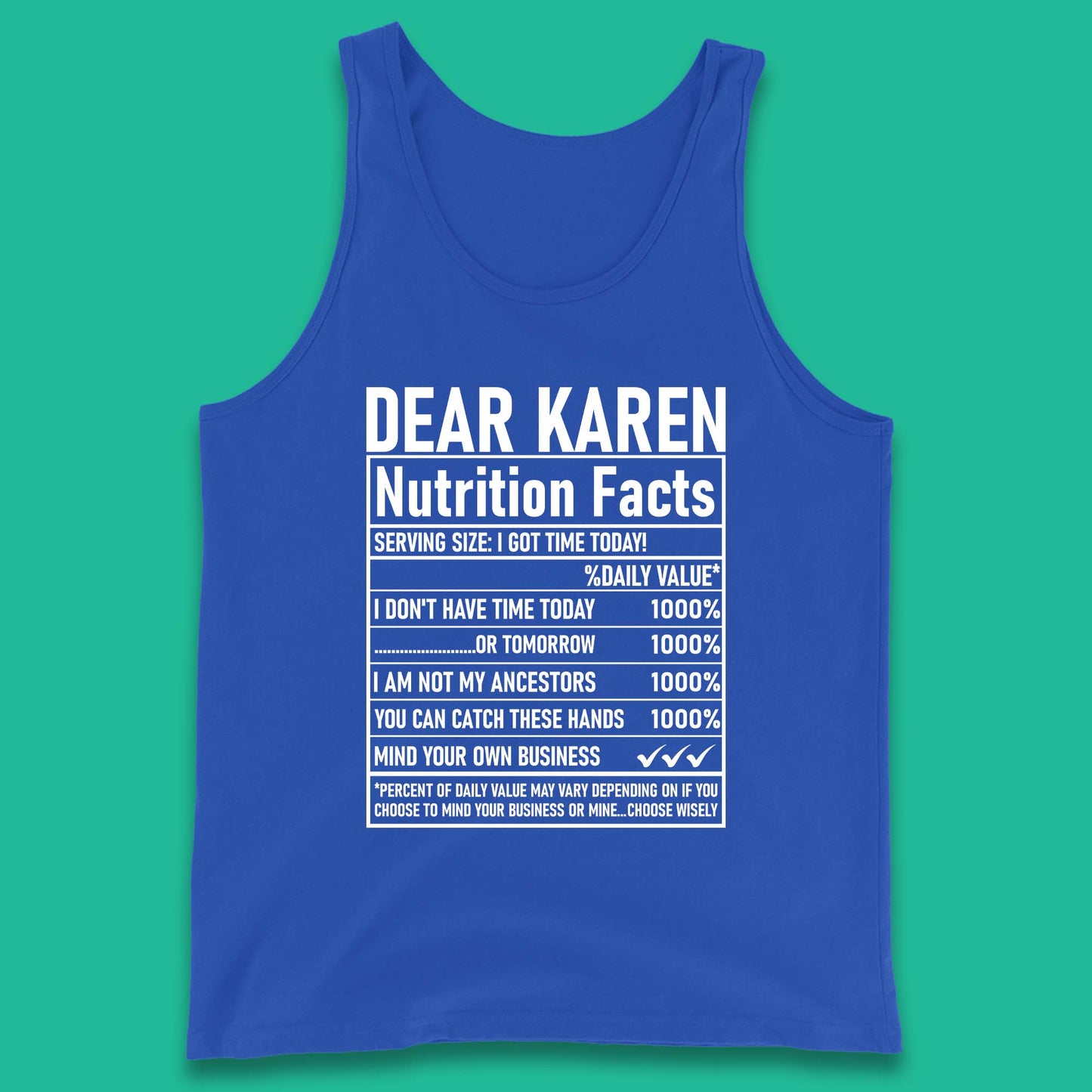 Dear Karen Nutrition Facts Tank Top