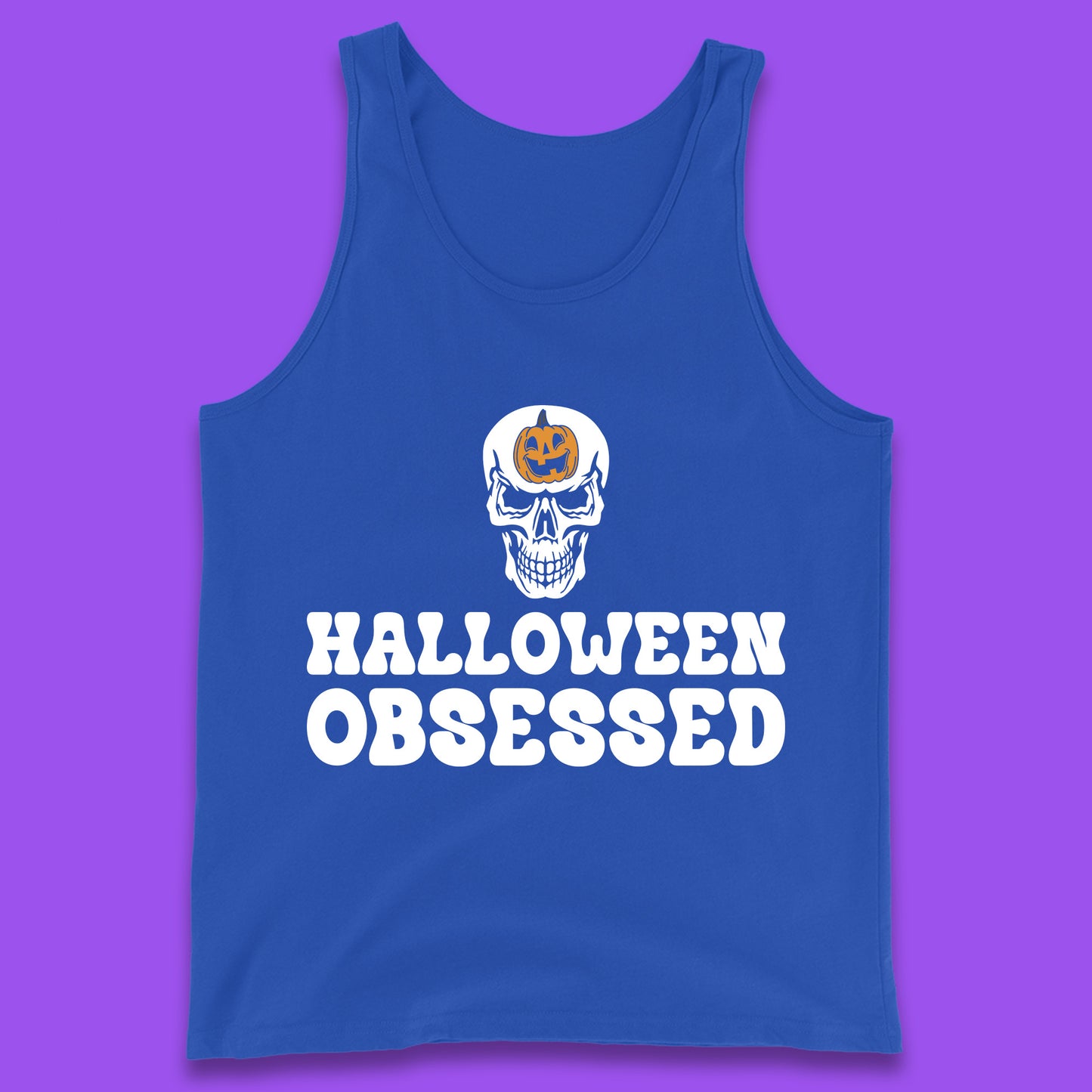 Skull Pumpkin Halloween Obsessed Funny Pumpkin Obsessed Party Spooky Season Tank Top