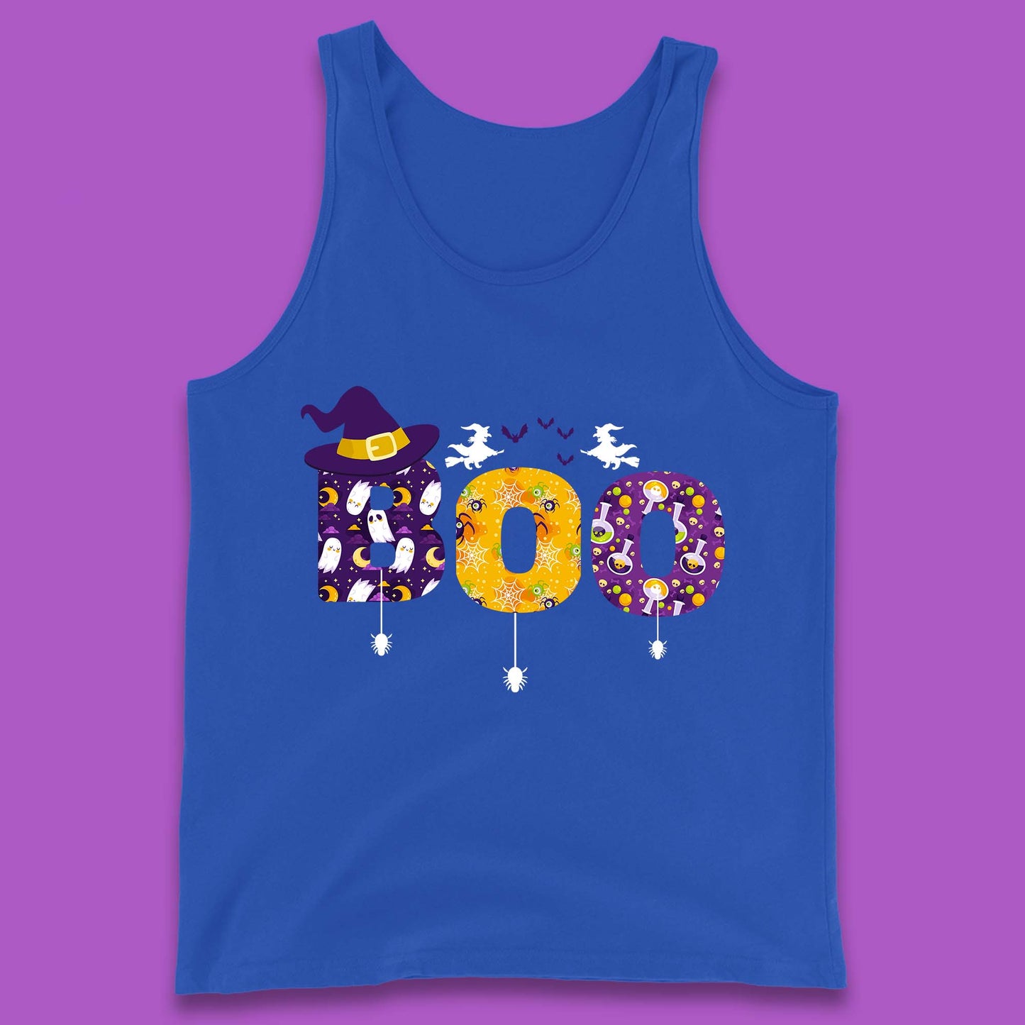 Boo With Spiders And Witch Hat Halloween Boo Ghosts Costume Tank Top
