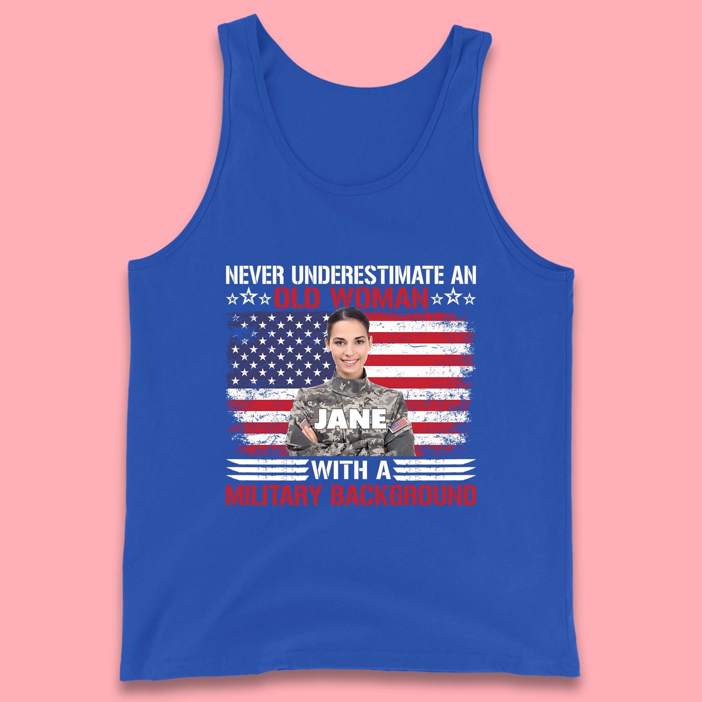 Personalised Never Underestimate An Old Woman Tank Top