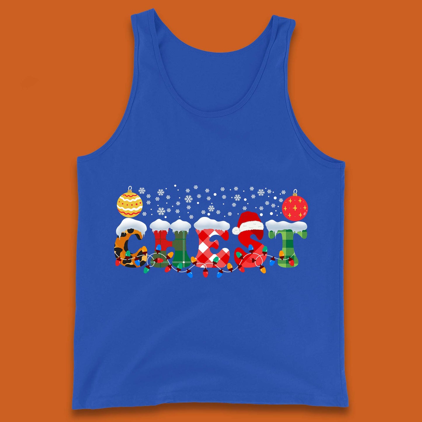 chest and nuts christmas snow winter tank top