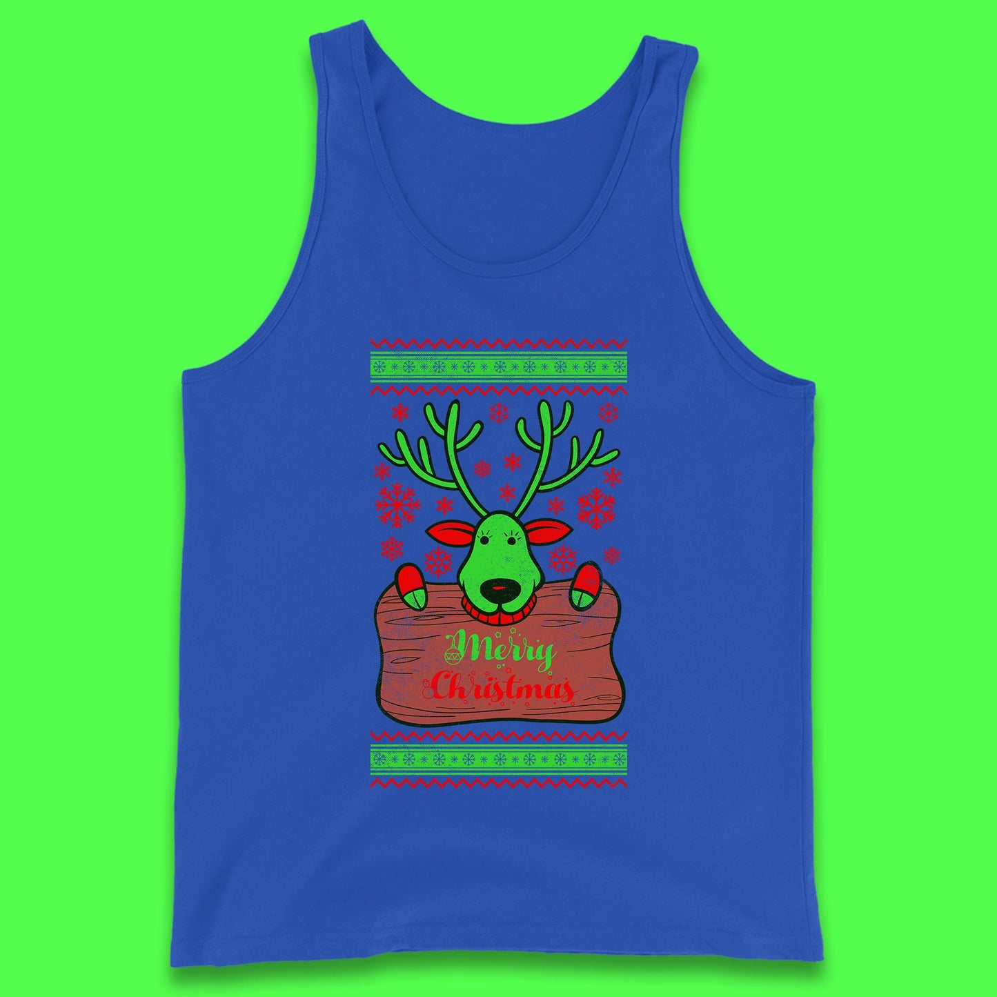 merry christmas reindeer tank top