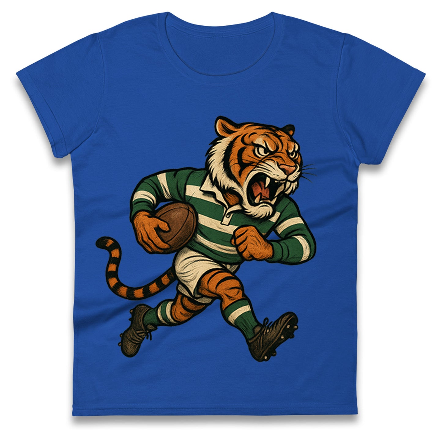 Retro Leicester Tigers Rugby Union Ladies T Shirt
