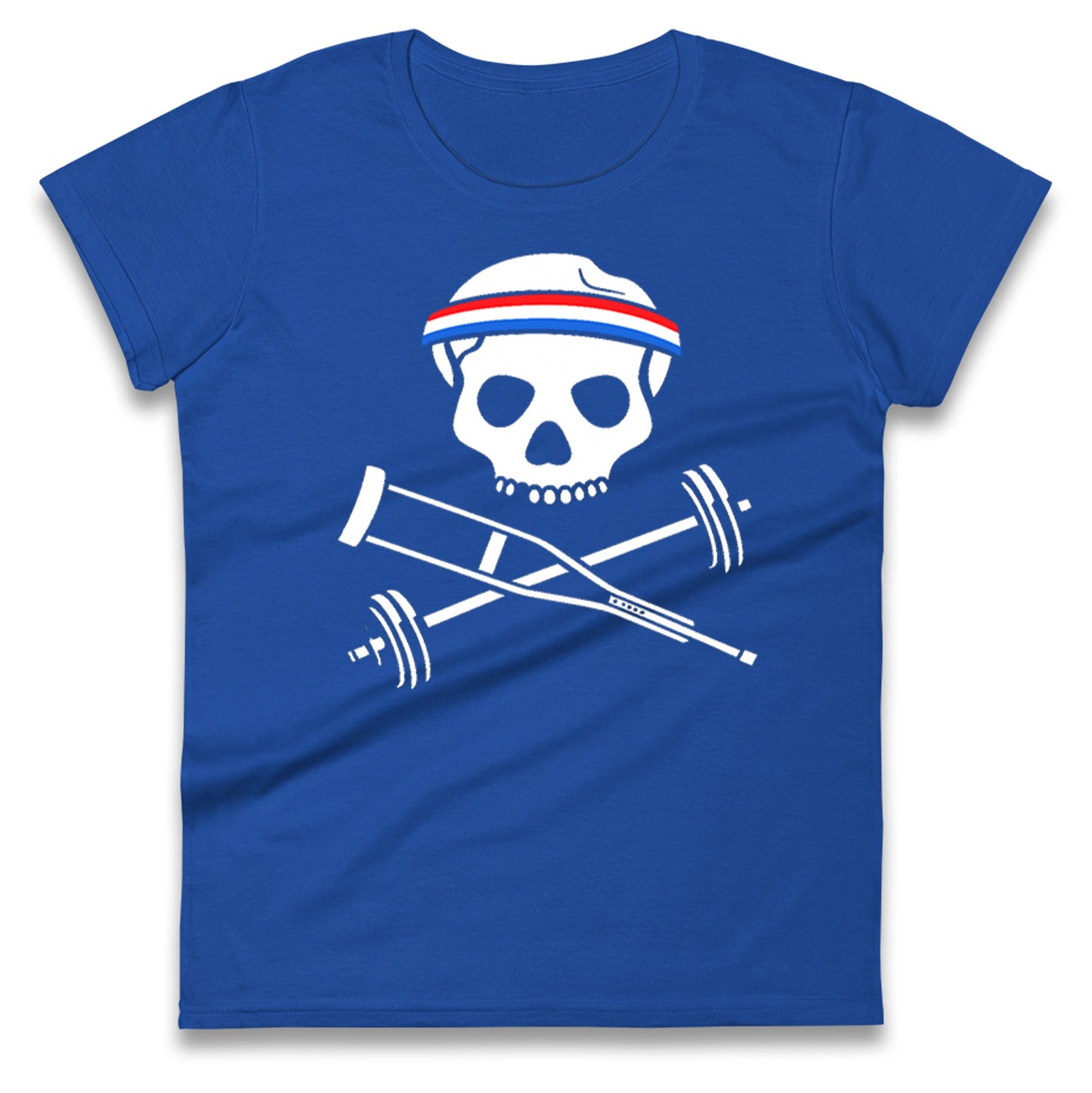 Johnny Knoxville Crutch Barbell & Bones Ladies T Shirt