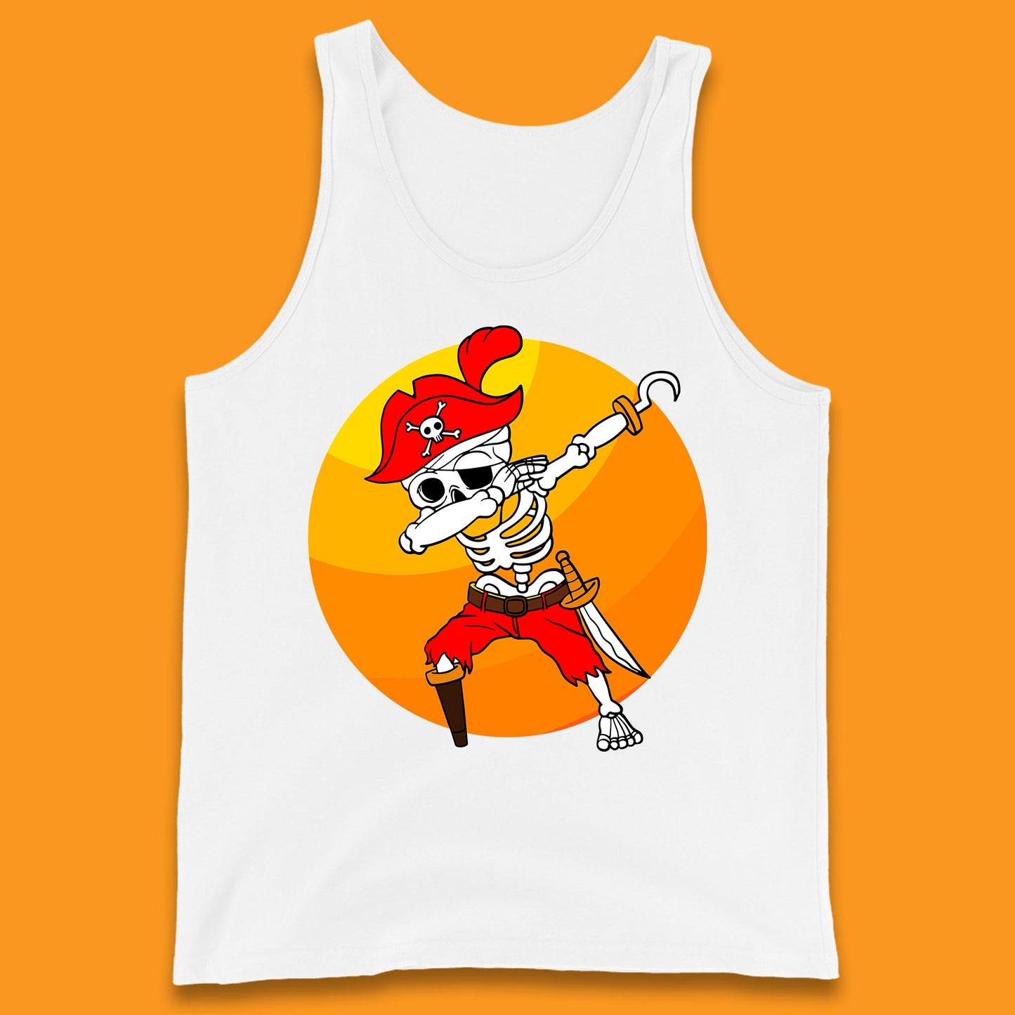 Dabbing Pirate Skeleton Halloween Jolly Roger Funny Halloween Costume Tank Top