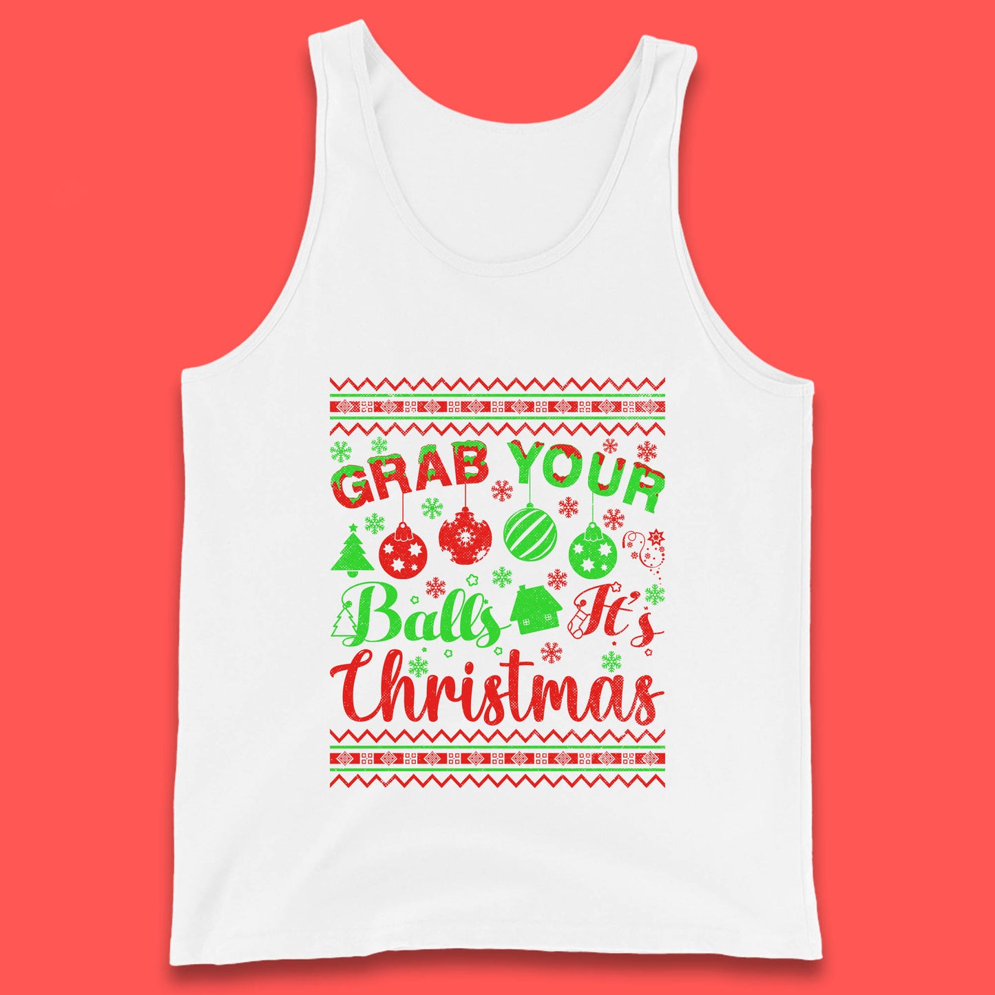 grab your balls christmas funny tank top