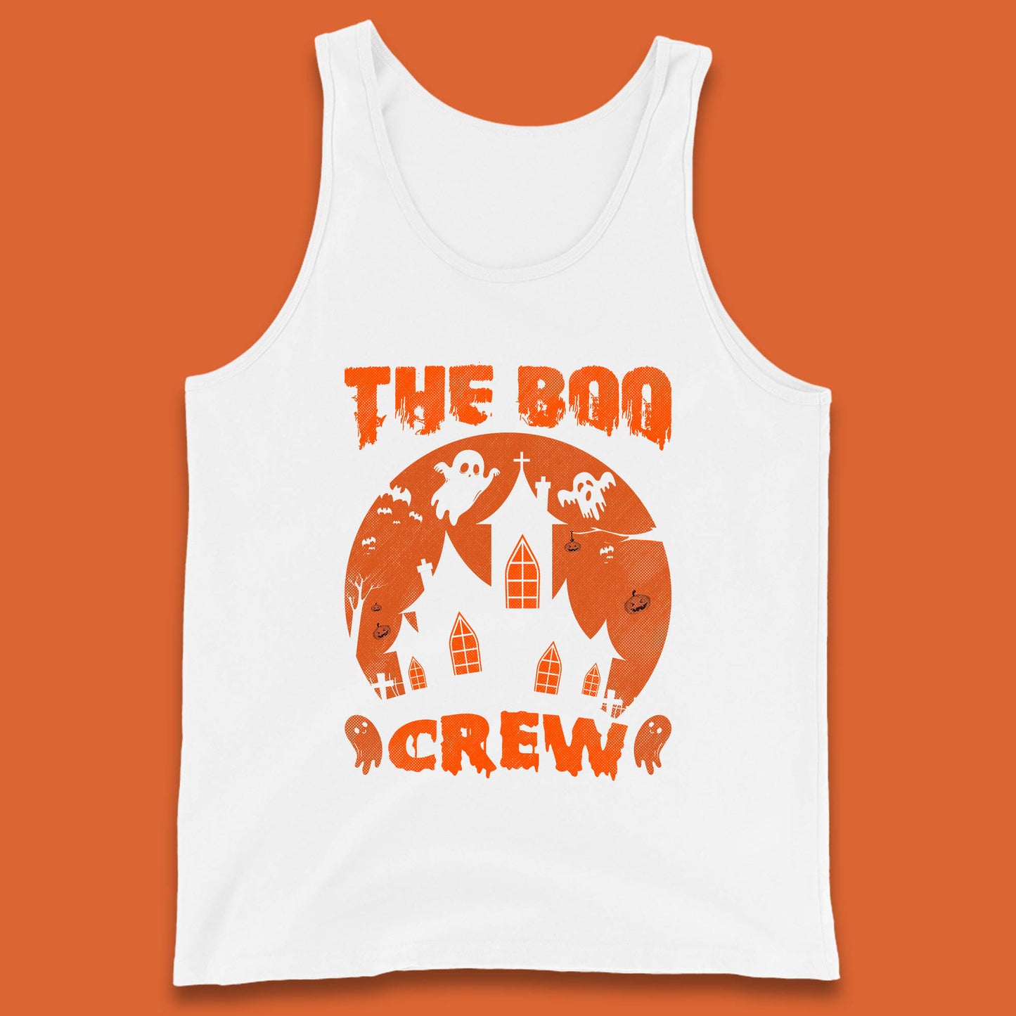 The Boo Crew Halloween Boo Squad Matching Costume Haunted House Horror Boo Ghost Tank Top