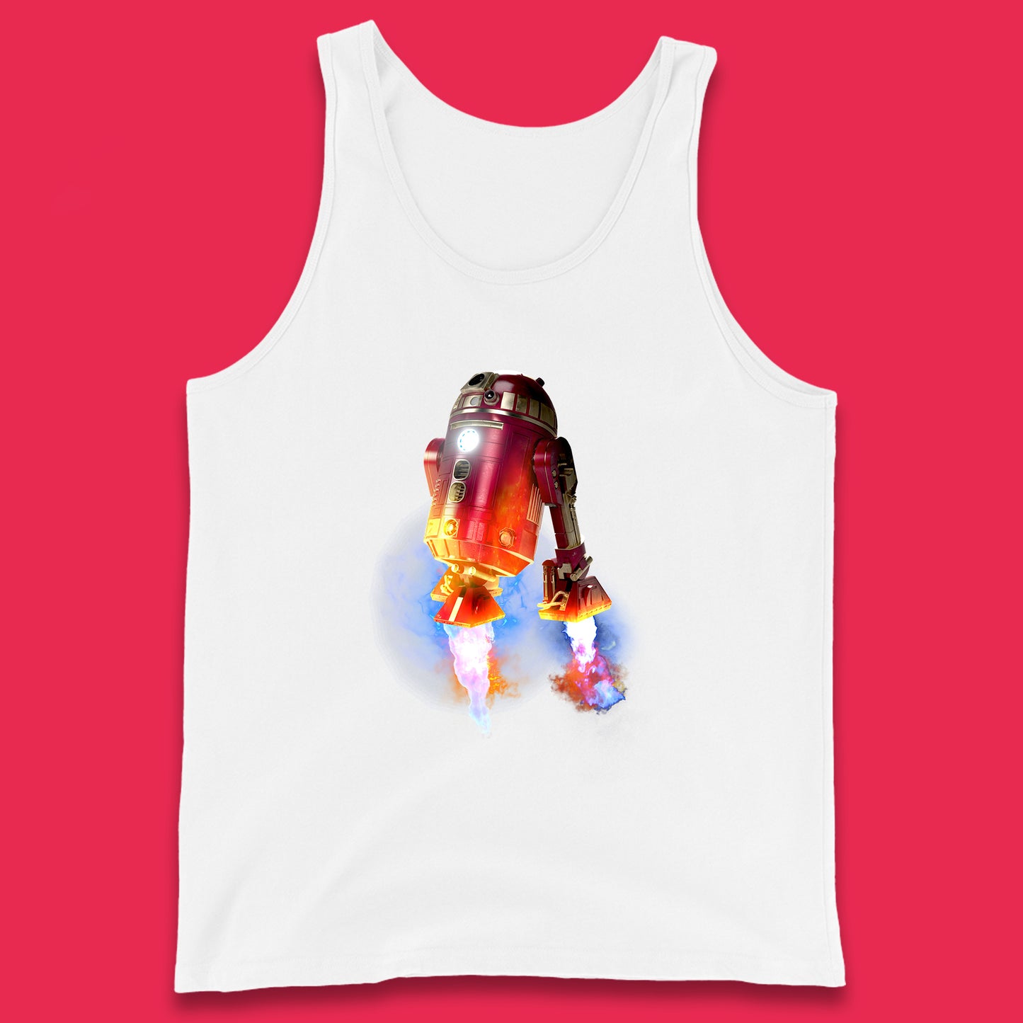 R2-D2 Ready To Fly Iron Man Spoof Sci-fi Action Adventure Movie Character Star Wars 46th Anniversary Tank Top