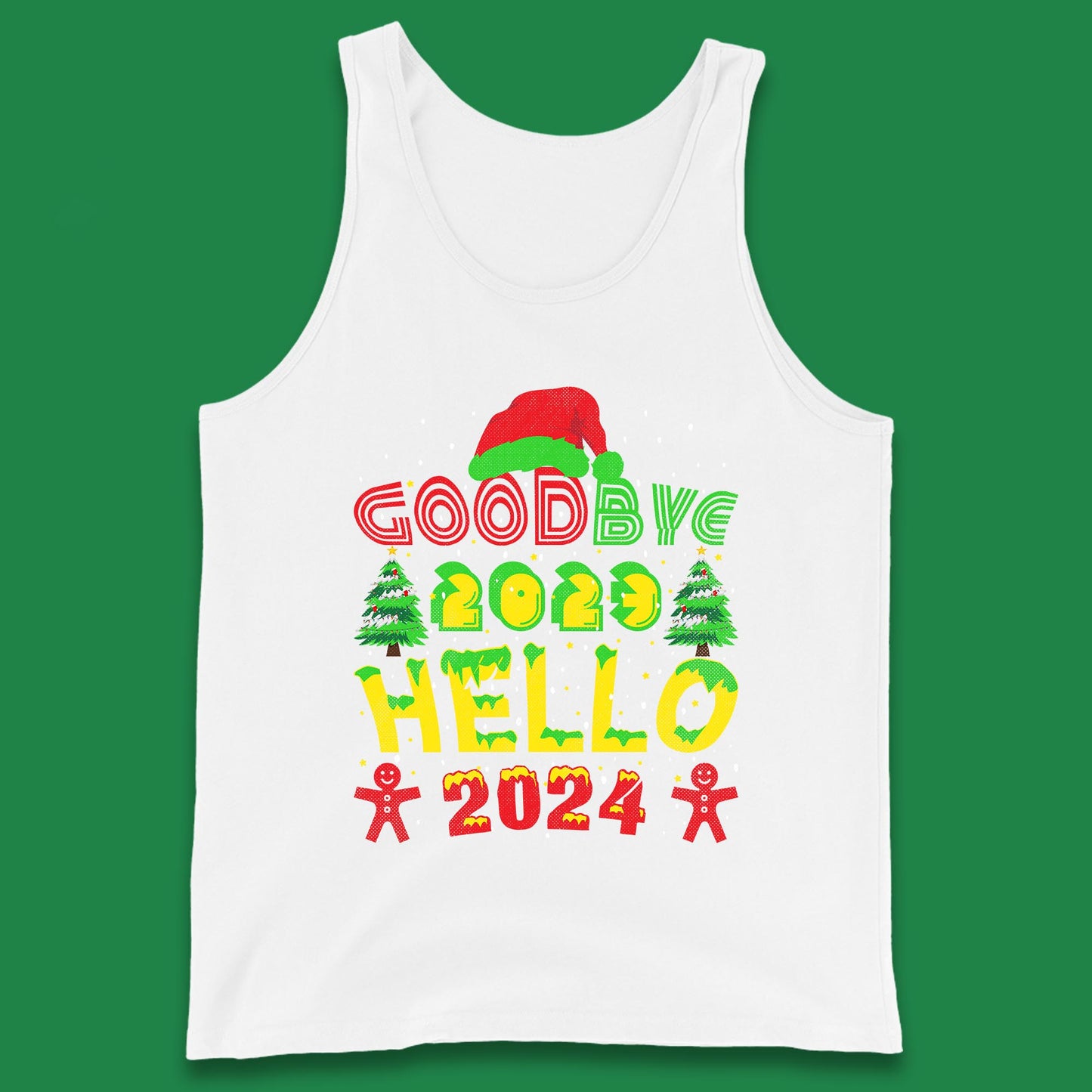 Good Bye 2023 Hello 2024 Merry Christmas Funny Happy New Year Xmas Tank Top