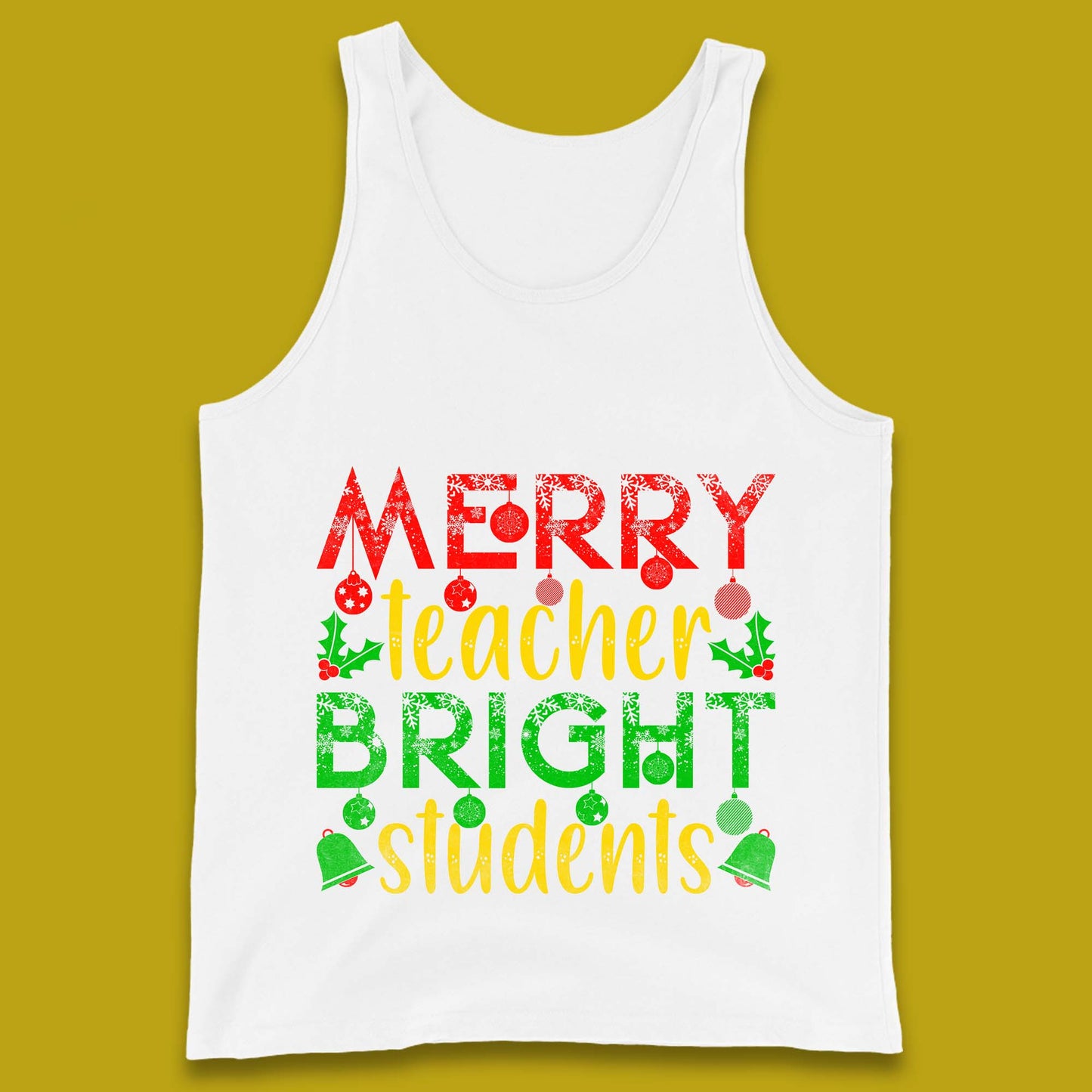 merry teacher bright students christmas tank top
