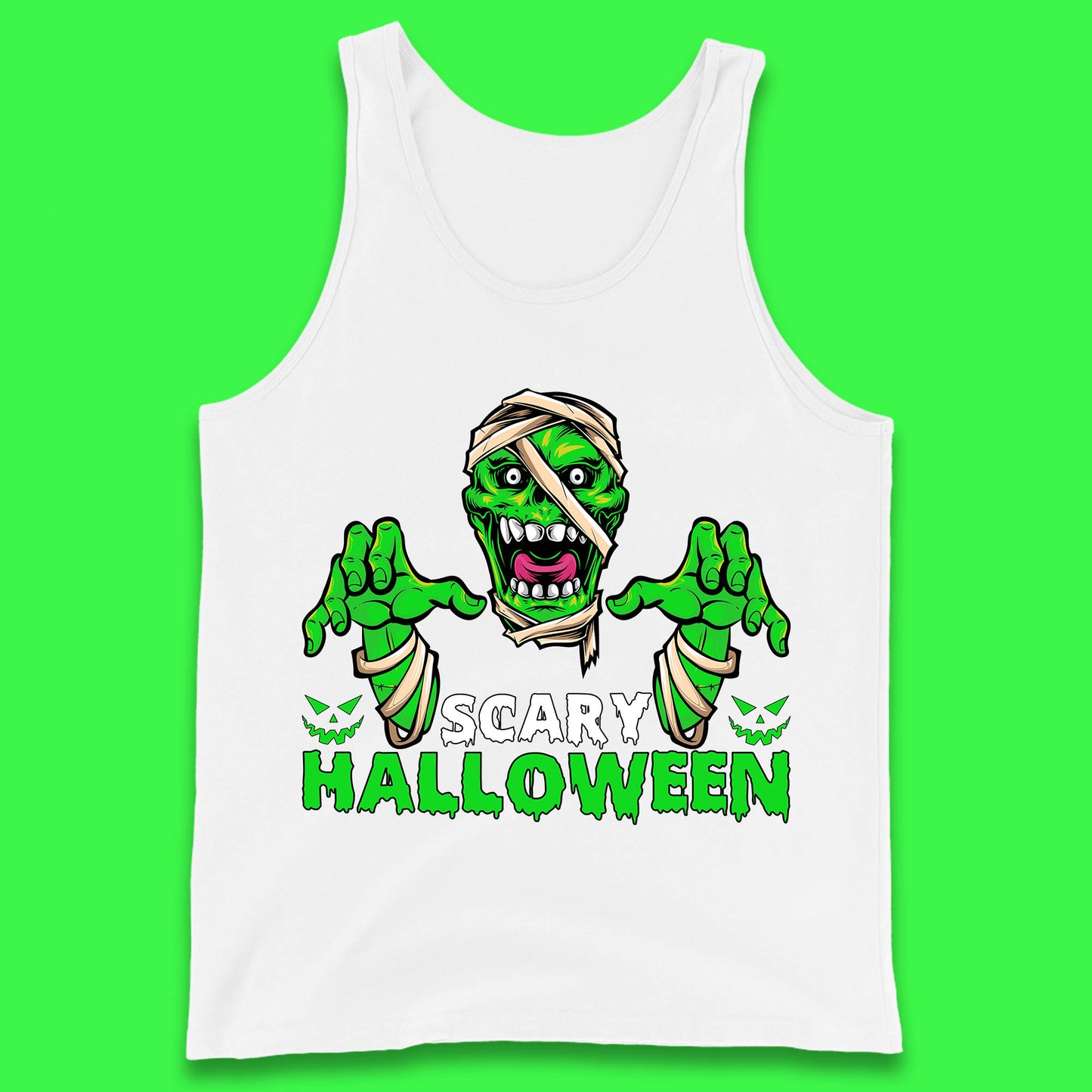 Scary Halloween Skull Zombie Mummy Horror Monster Zombie Hands Scary Vibes Tank Top