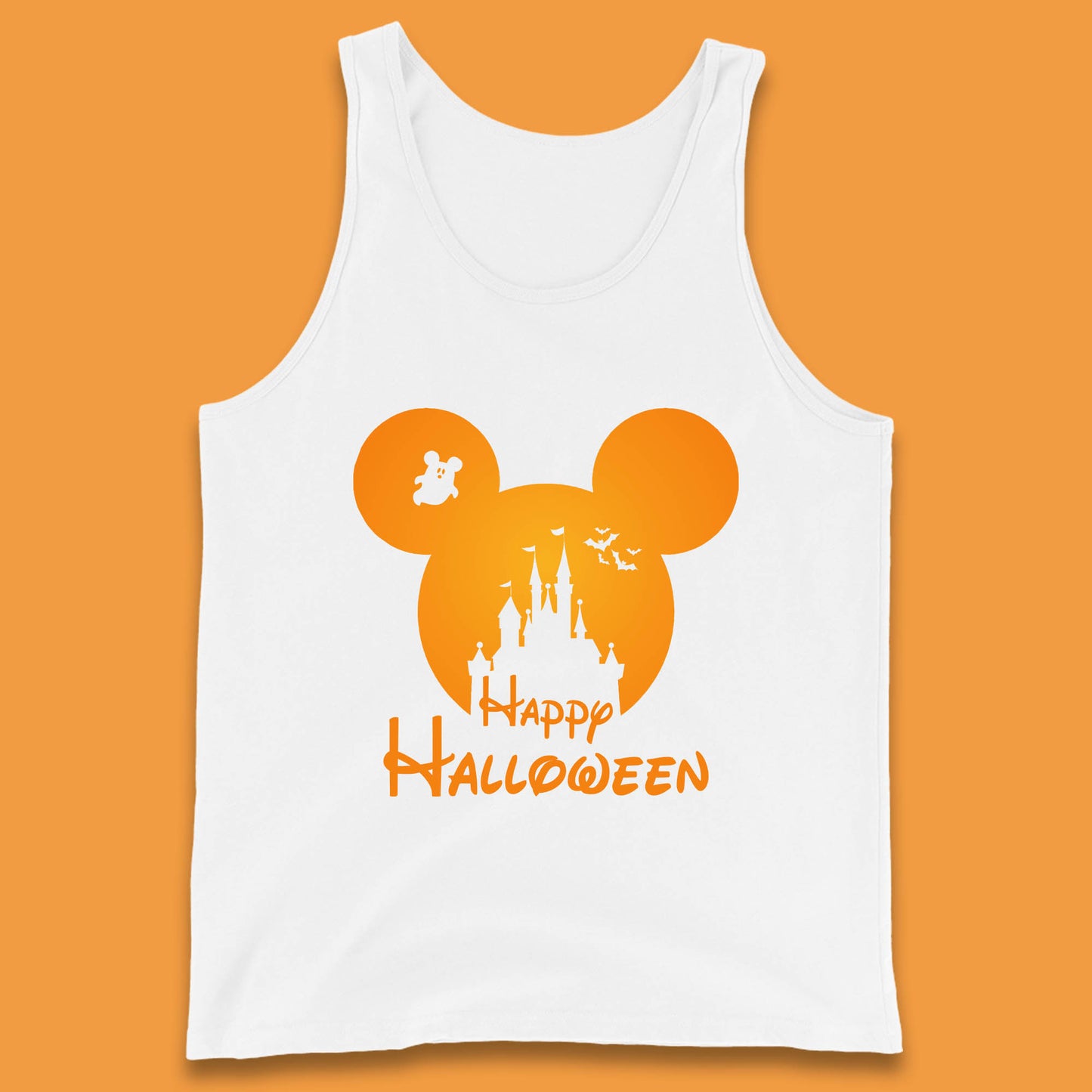 Happy Halloween Mickey Mouse Disney Castle Halloween Scary Boo Flying Bats Tank Top