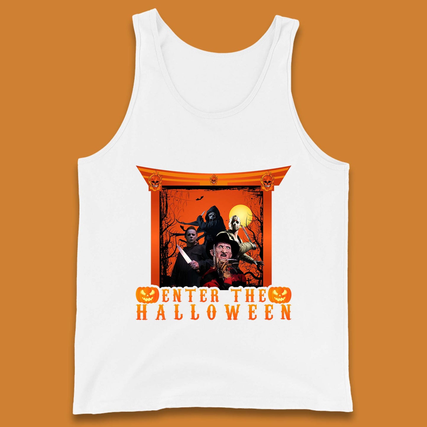 Enter The Halloween Horror Movie Characters Friends Halloween Villians Serial Killers Tank Top