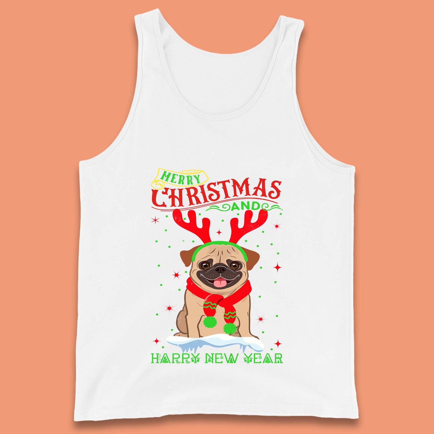 christmas pug dog tank top