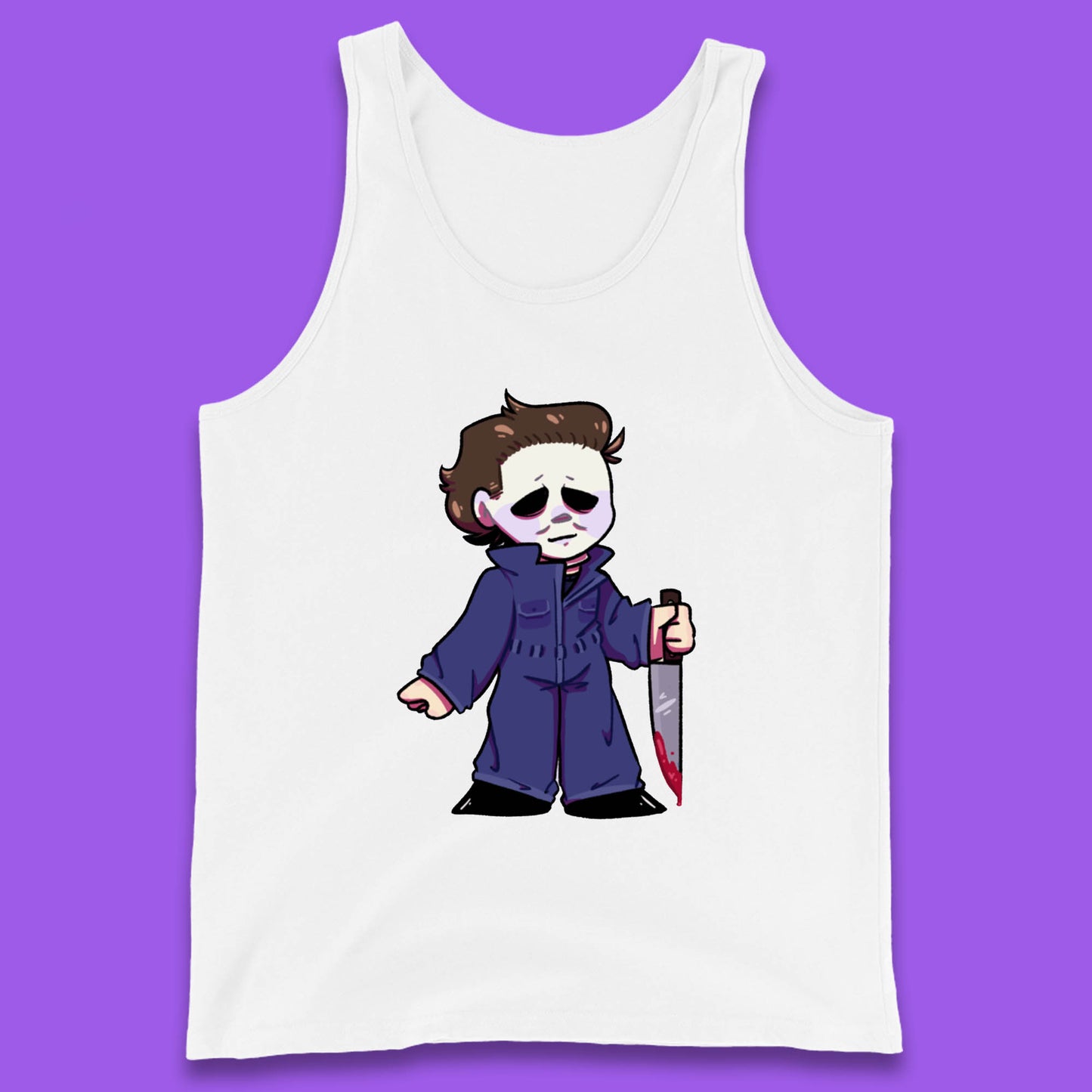 Chibi Michael Myers Holding Bloody Knife Halloween Serial Killer Horror Movie Character Tank Top