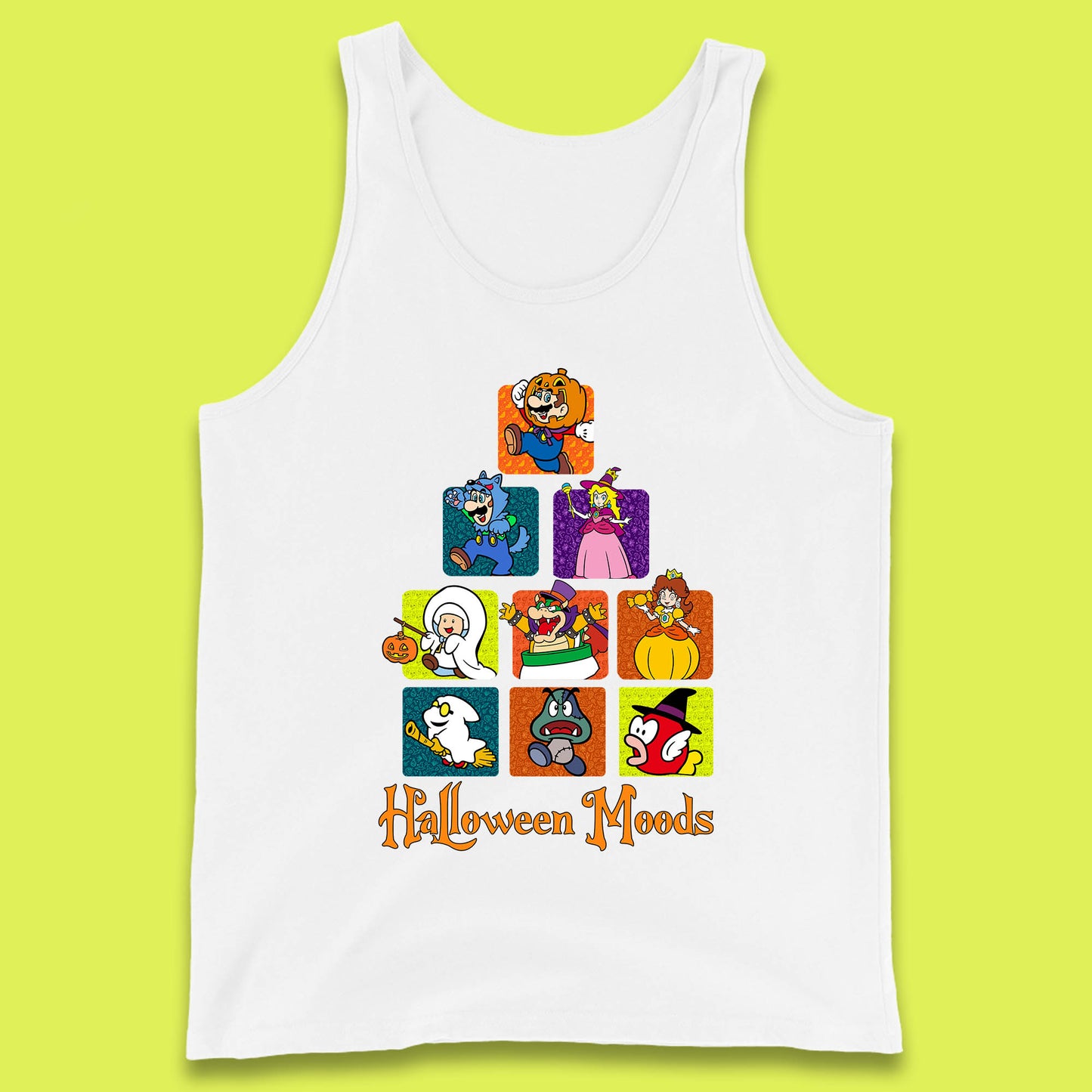 Super Mario Halloween Moods Nintendo Super Mario Game Characters Horror Halloween Spooky Mario Season Tank Top