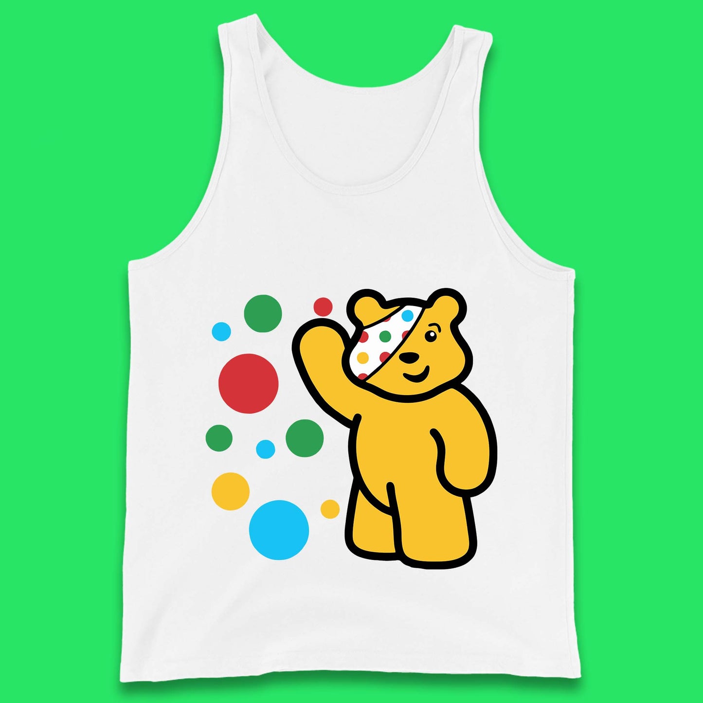 Spotty Pudsey Bear Hand Waving Dotty Spot Fundraising Children In Need Spotty Bear Spotty Day Tank Top
