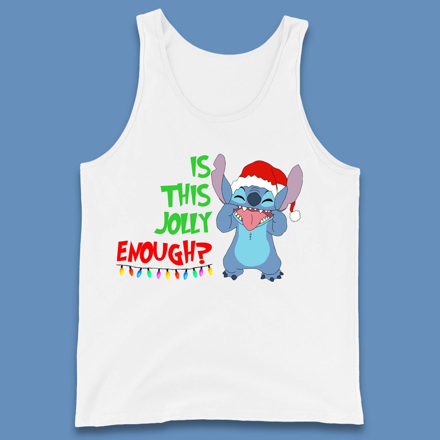 Jolly Enough Stitch Christmas Tank Top