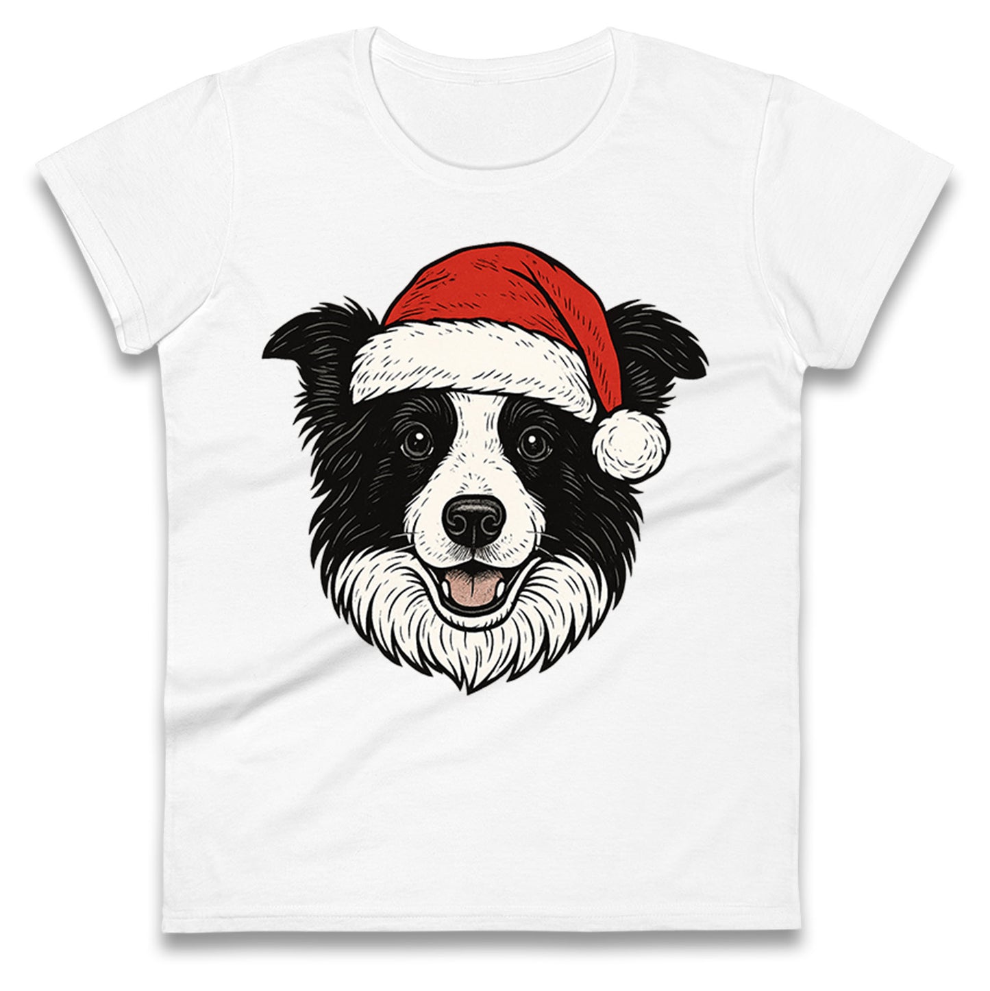 Border Collie Christmas Ladies T Shirt