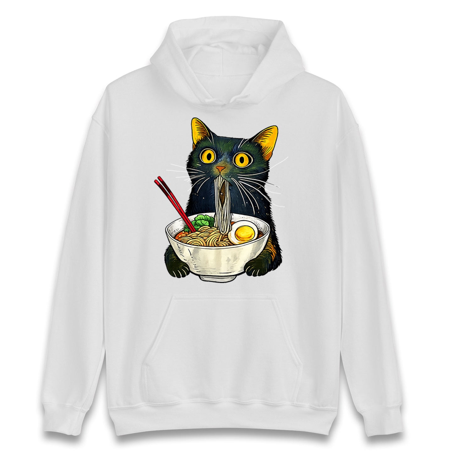 Ramen Noodle Black Cat Foodie Lover Meme Hoodie