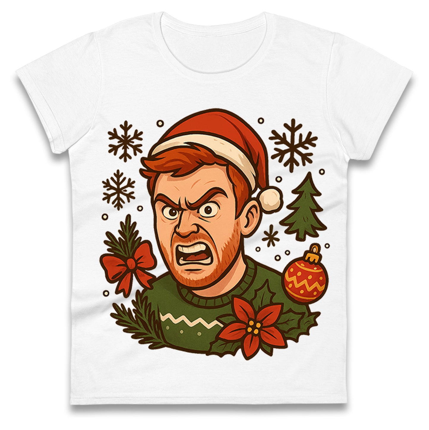 Angry Ginge Christmas Ladies T Shirt
