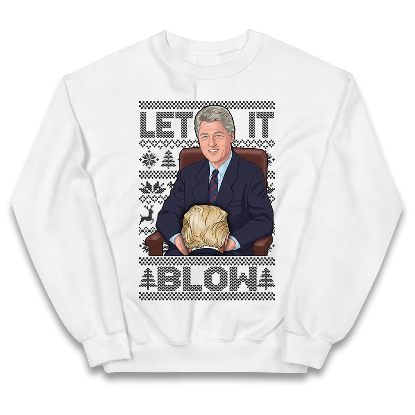 Let it Blow Donald Trump & Bill Clinton Christmas Kids Jumper