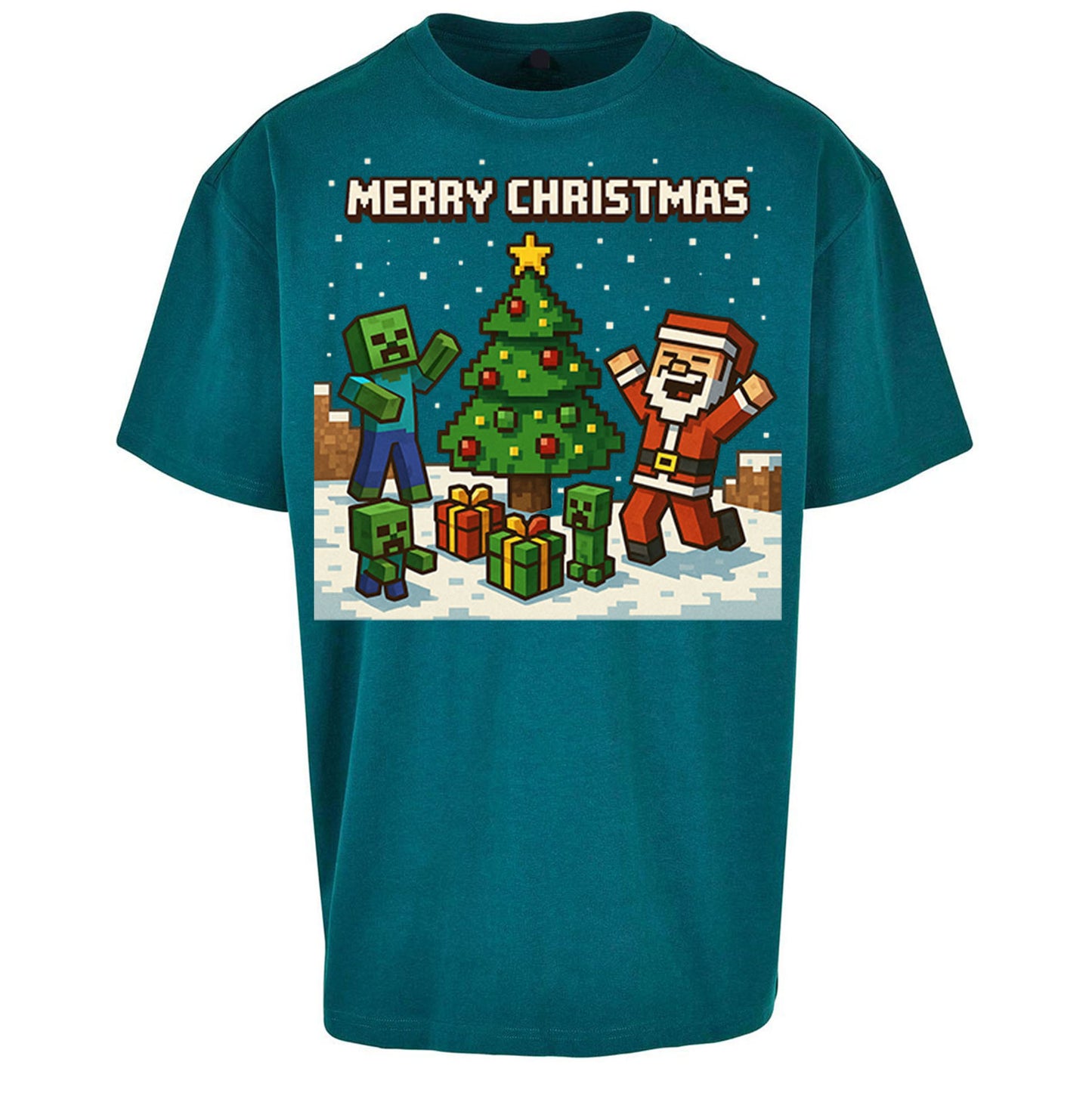 Minecraft Christmas Oversized T Shirt