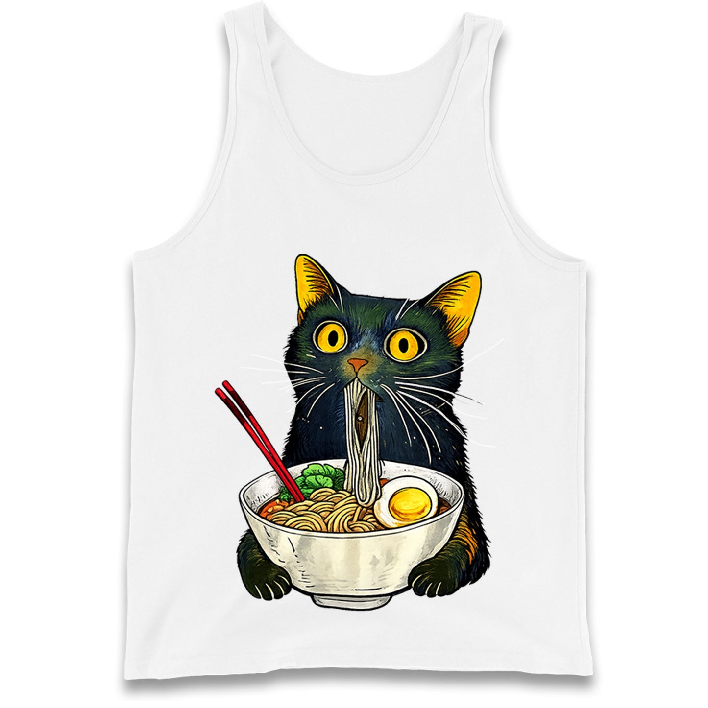 Ramen Noodle Black Cat Foodie Lover Meme Tank Top