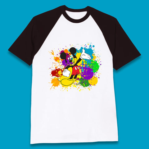 Abstract Paint Splashing On Disney Mickey Mouse Disneyland Trip Baseball T Shirt