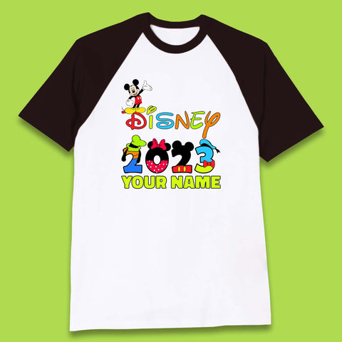 Personalised Disney 2023 Disney Club Your Name Mickey Mouse Minnie Mouse Donald Duck Pluto Goofy Cartoon Characters Disney Vacation Baseball T Shirt