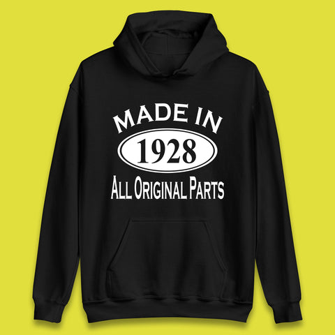 Made In 1928 All Original Parts Vintage Retro 95th Birthday Funny 95 Years Old Birthday Gift Unisex Hoodie