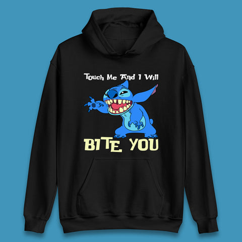 Touch Me And I Will Bite You Disney Stitch Angry Lilo & Stitch Cartoon Character Ohana Stitch Lover Unisex Hoodie