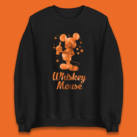 Whiskey Mouse Mickey Minnie Mouse Cartoon Character Holding Beer Bottle Disneyland Whiskey Lovers Unisex Sweatshirt
