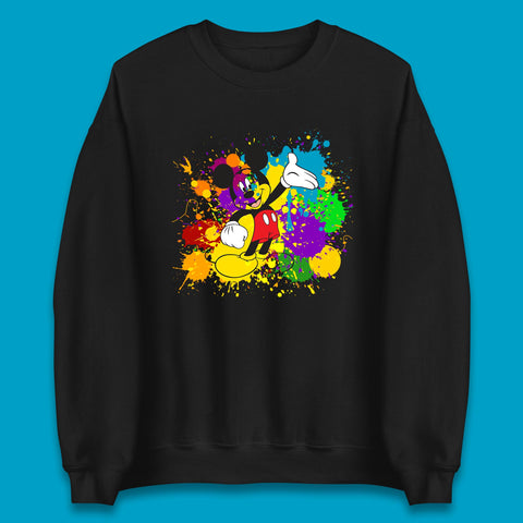 Abstract Paint Splashing On Disney Mickey Mouse Disneyland Trip Unisex Sweatshirt