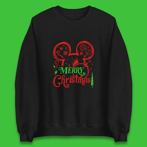 Merry Christmas Disney Mickey Mouse Head Magic Kingdom Xmas Disneyland Trip Unisex Sweatshirt