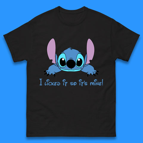 Disney I Licked It So It's Mine Funny Offensive Quote Disney Ohana Lilo And Stitich Disneyland Cartoon Character Mens Tee Top