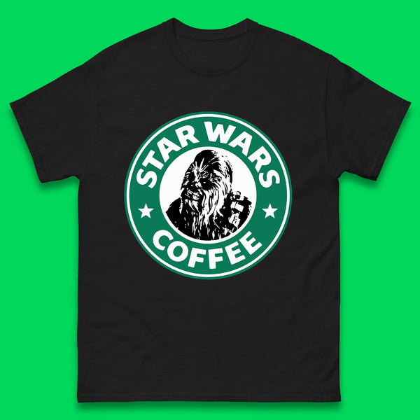 Chewbacca Star Wars Coffee Sci-fi Action Adventure Movie Character Starbucks Coffee Spoof 46th Anniversary Mens Tee Top
